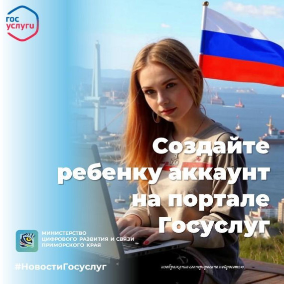 Создайте своему ребенку аккаунт на портале Госуслуг.